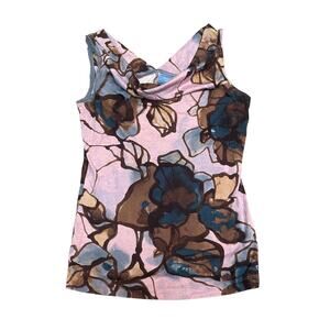 Simply Vera Wang Tank Top Women’s XS Pink Blue Green Floral Popover Shirt